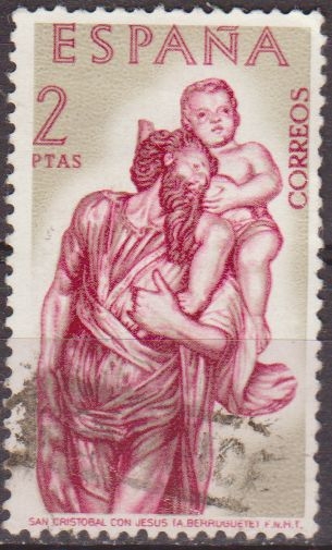 z vendido España 1962 1441 Sello º Pintor Alonso de Berruguete San Cristobal Timbre Espagne Spain Spagna Espana Spanje Spanien 